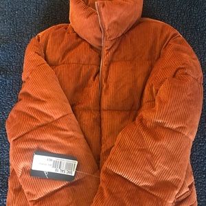 Brand new corduroy puffer jacket, medium with tags